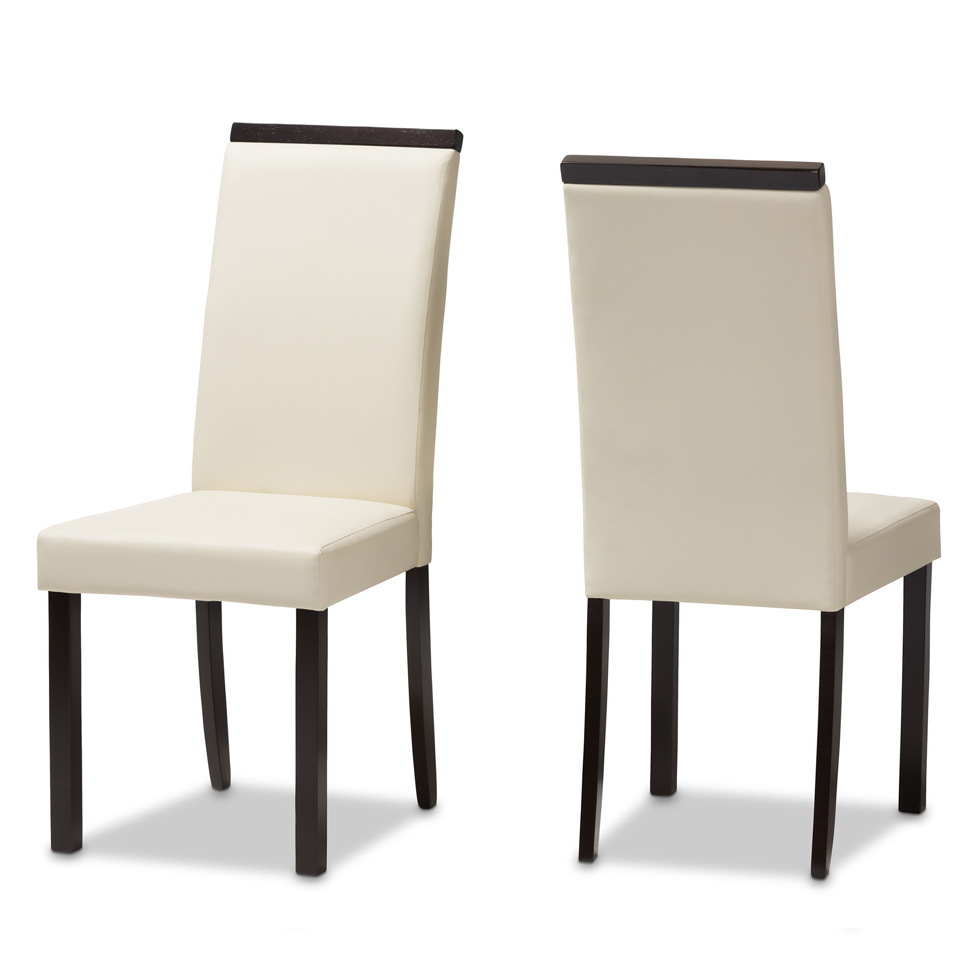 Baxton Studio Daveney Modern and Contemporary Cream Faux Leather Upholstered Dining Chair Set of 2